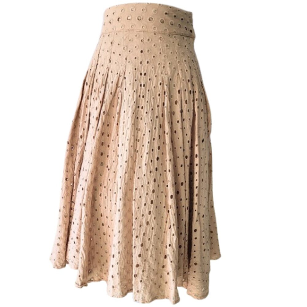 VENUS Nude Eyelet Lace Boho Skirt - 100% Cotton With Side Zipper - Women's US M